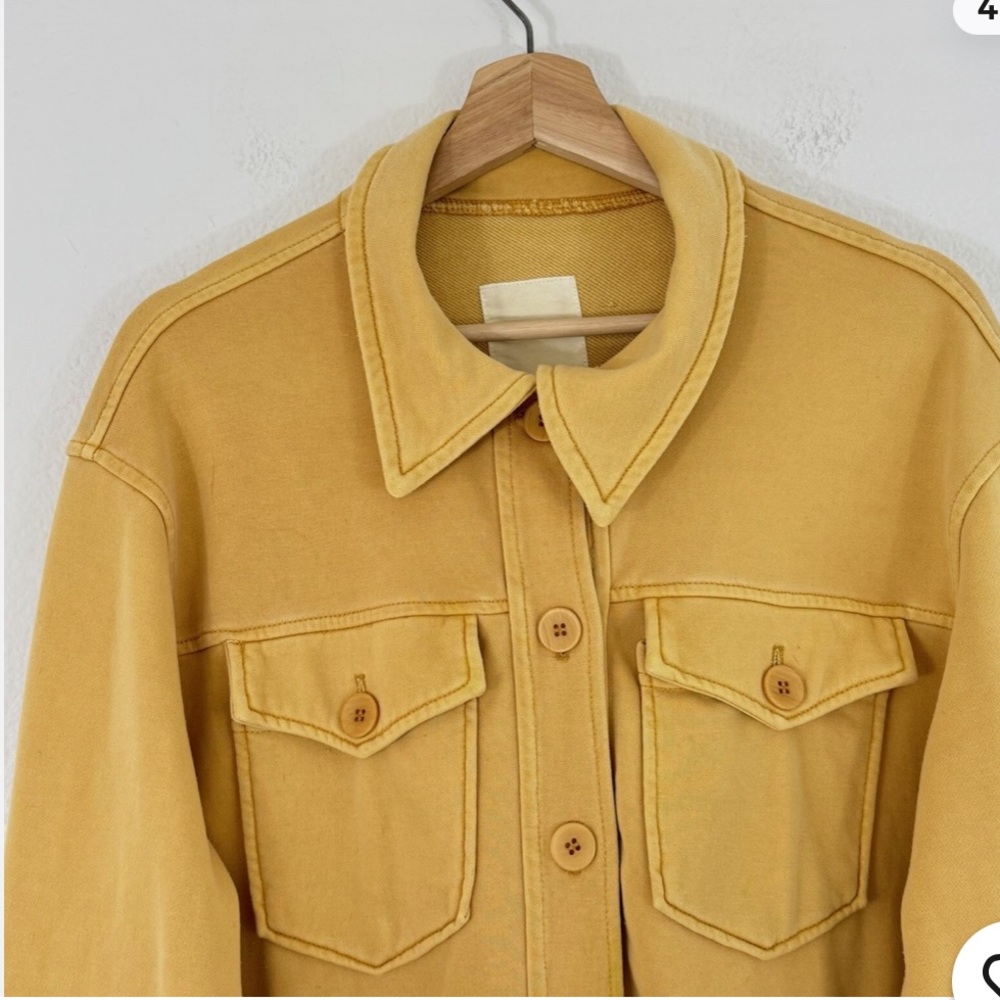 Avec Les Filles Shirt Jacket Yellow Shacket French Terry Pigment Dyed Size M
